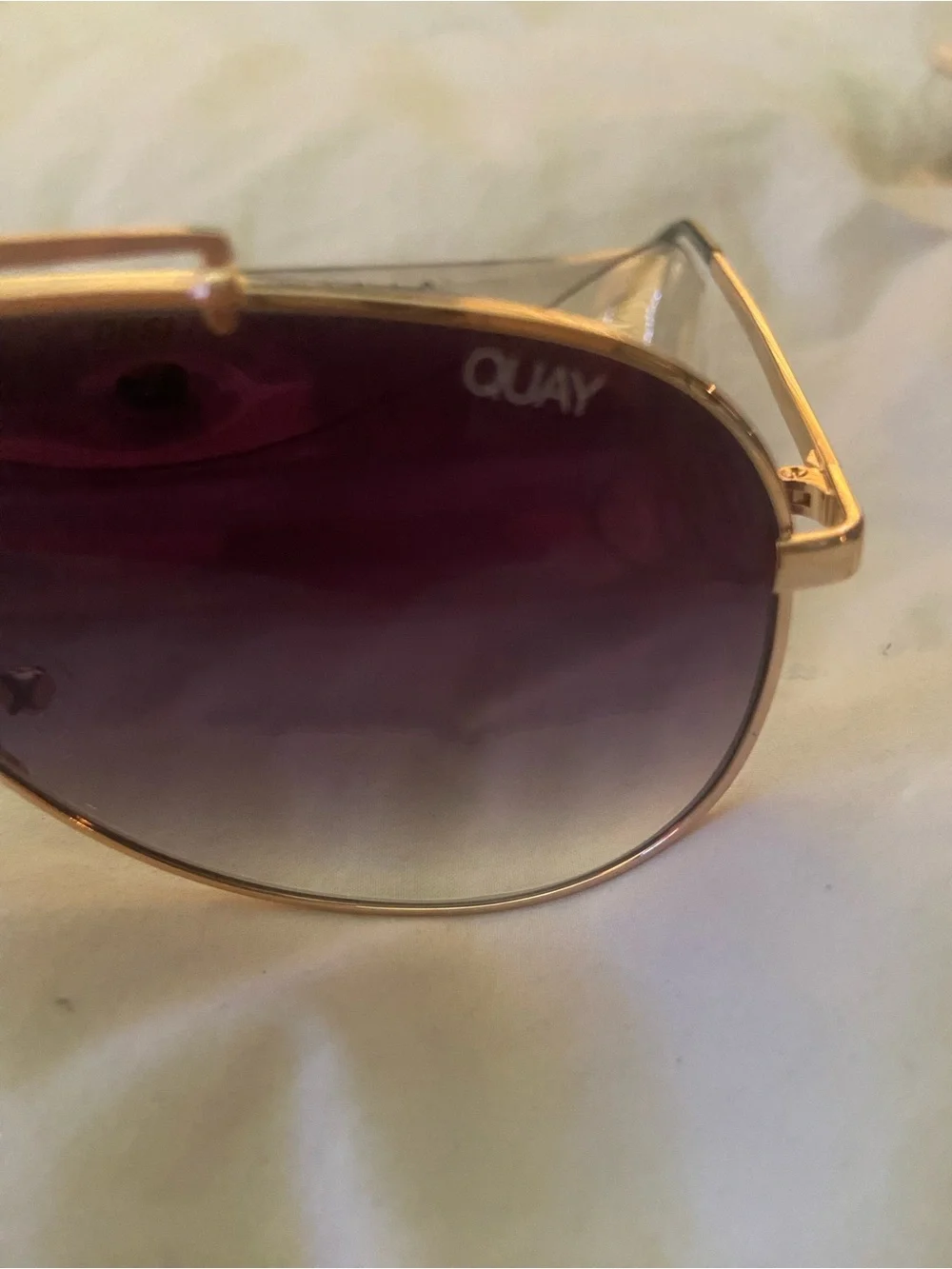 Quay Australia Gold Frame Purple Gradient Shield Sunglasses